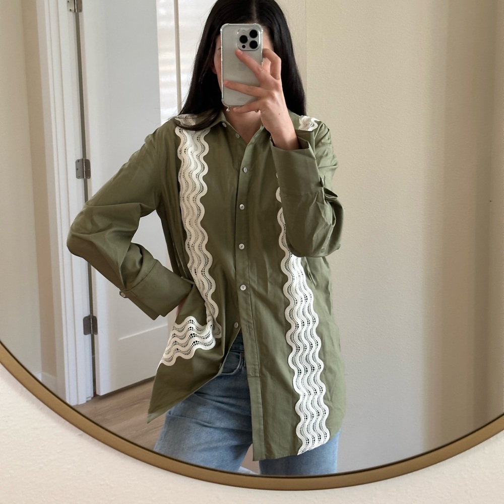 NWT Significant Other Button-Up Shirt – Eleni White Lace Detail Size 4‎